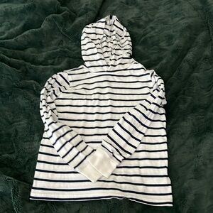 Navy blue and white stripe shirt - boys with hood